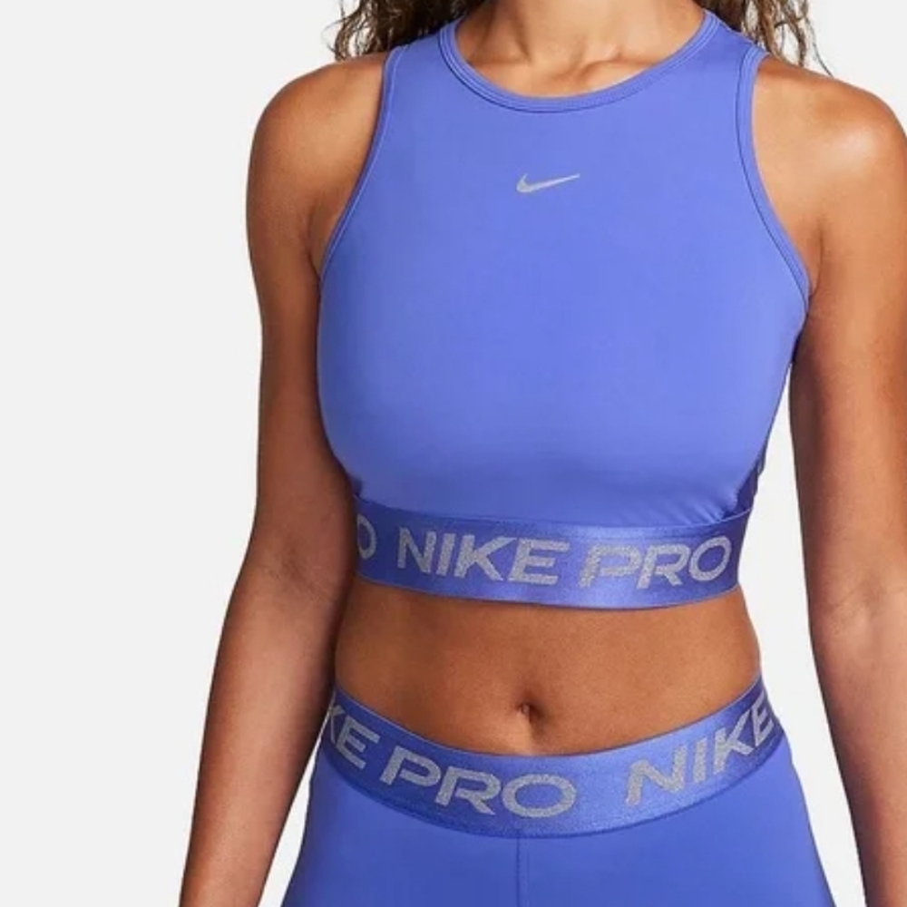 Nike Pro Mid Rise Shine Sports Bra And Shorts Set XS Top Small Bottoms - Picture 12 of 13